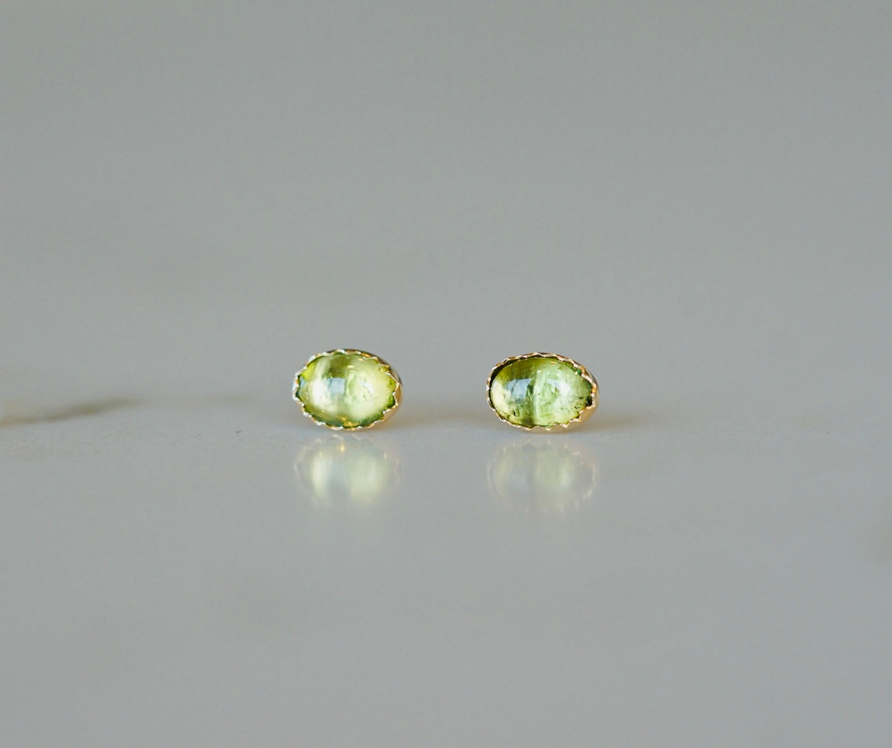 Green Oval Tourmaline Studs