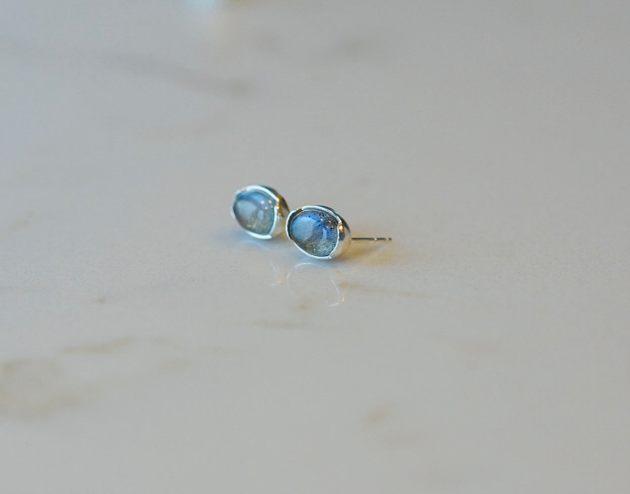 Silver Labradorite Studs