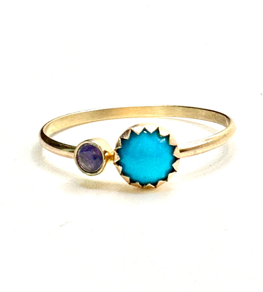 Gold Turquoise & Sapphire Ring