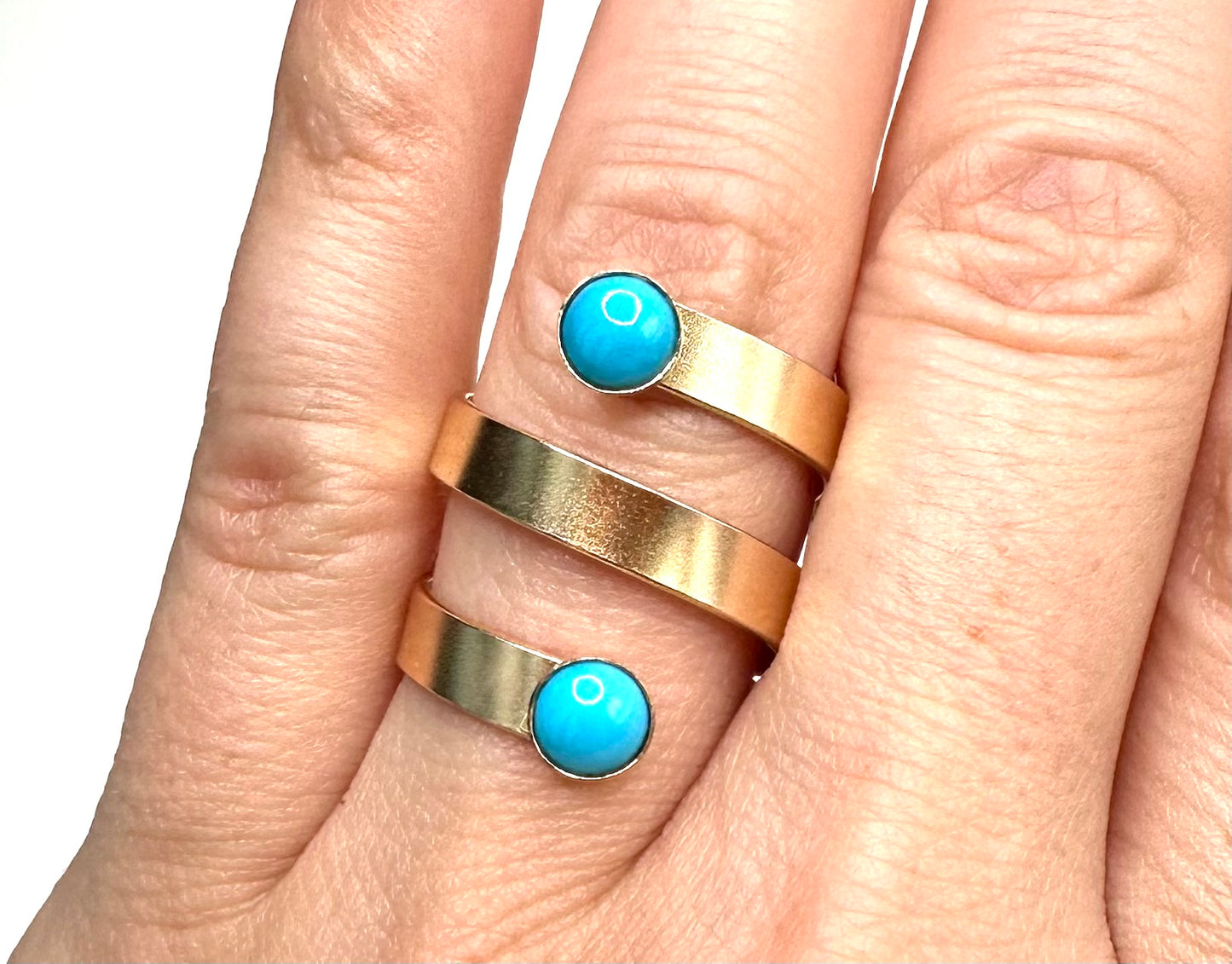 Double Turquoise Twist Ring