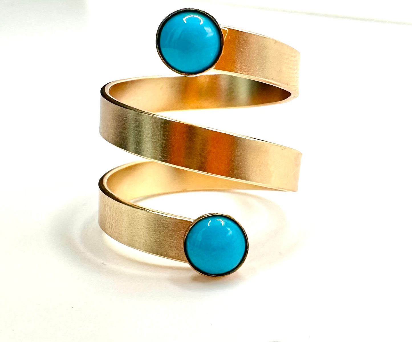 Double Turquoise Twist Ring