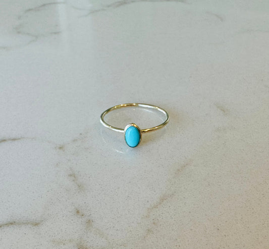 Gold Blue Oval Turquoise Stacker