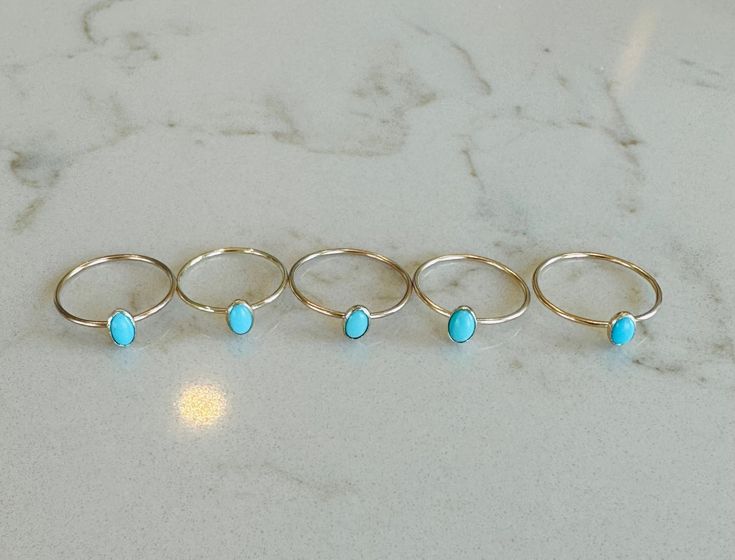 Gold Blue Oval Turquoise Stacker