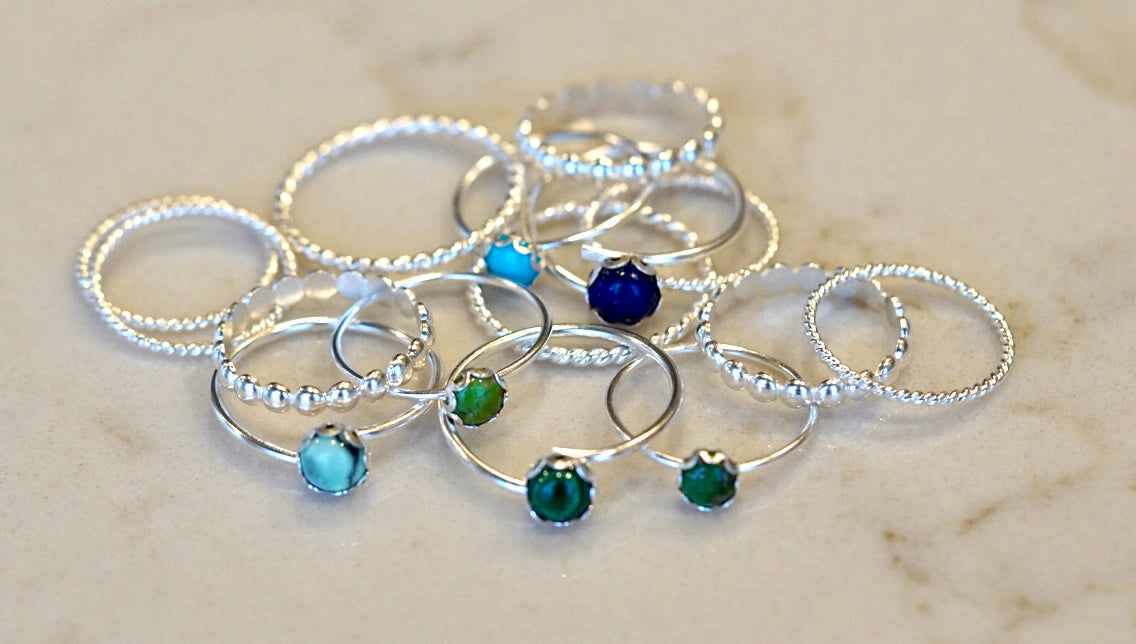 Turquoise Twist Silver Stacker