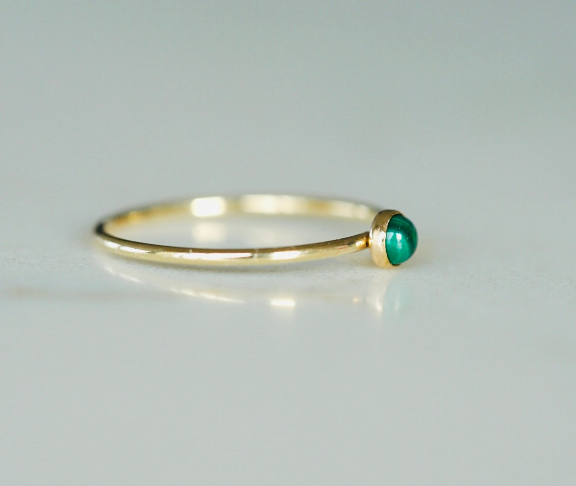 Gold Stacker Small Malachite Ring