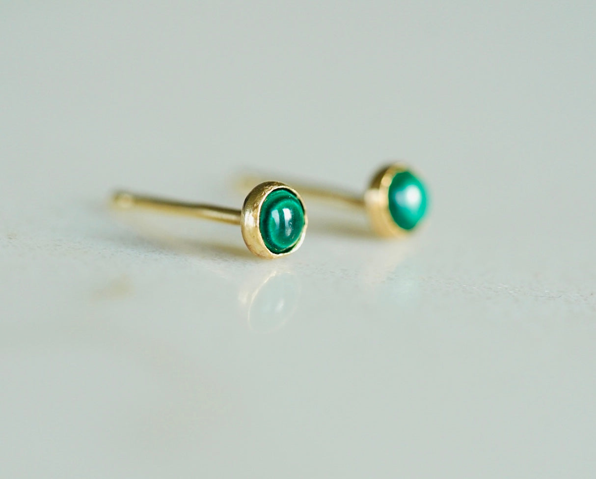 Gold Malachite Studs