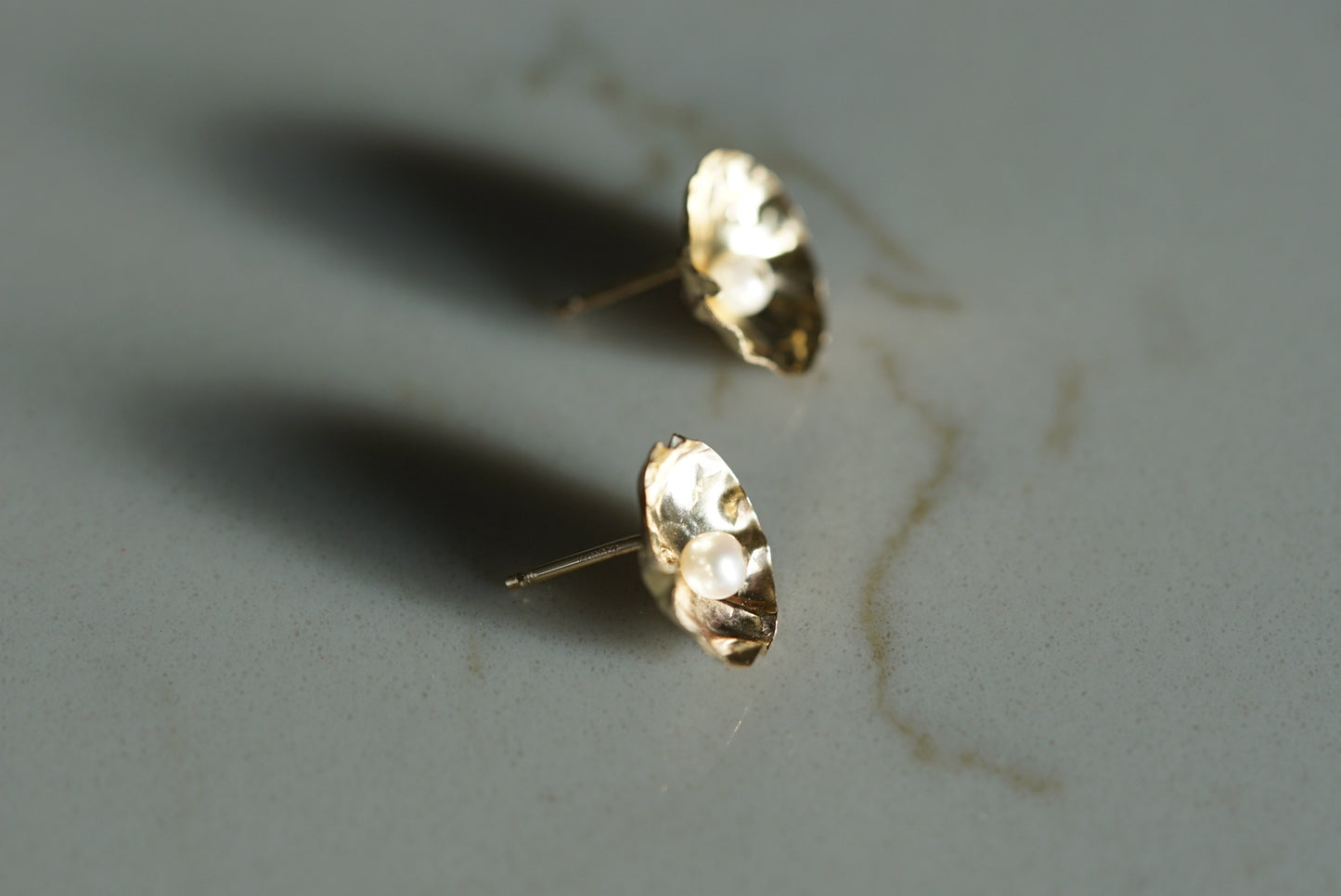 Gold Shell Pearl Studs