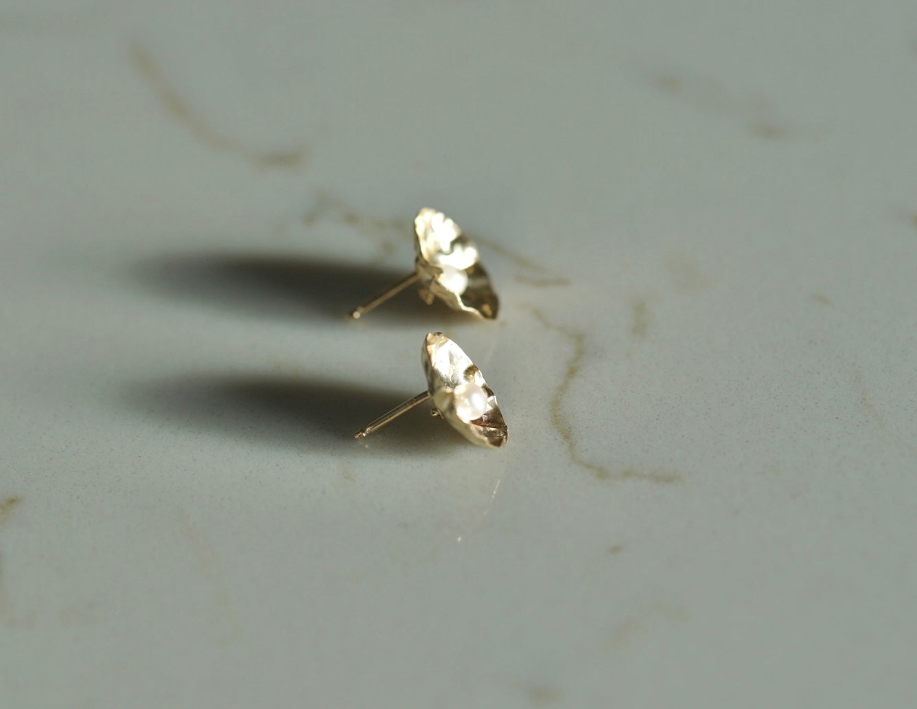 Gold Shell Pearl Studs