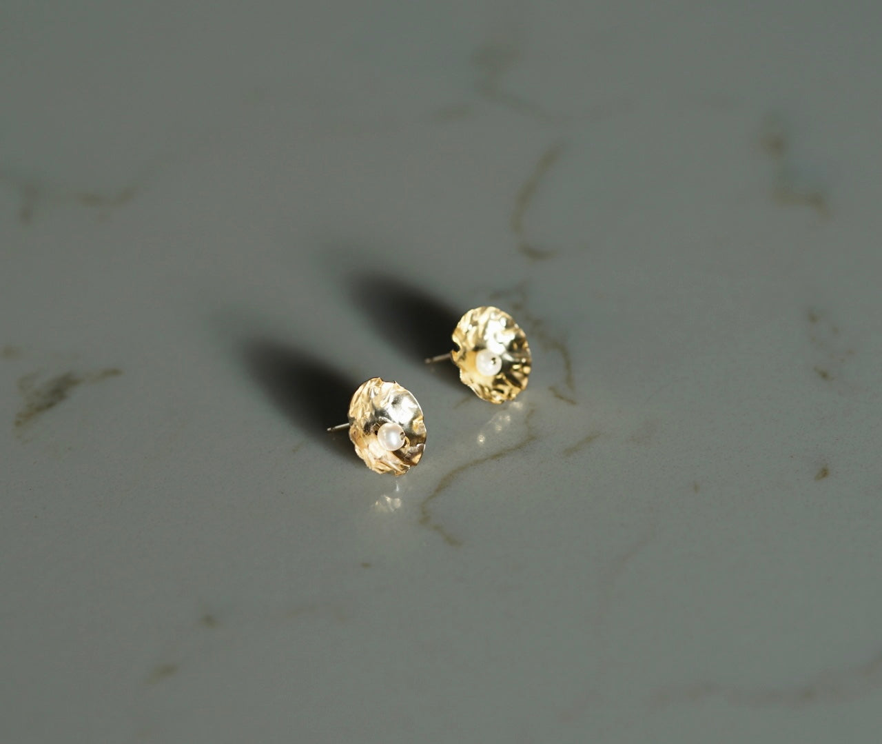 Gold Shell Pearl Studs