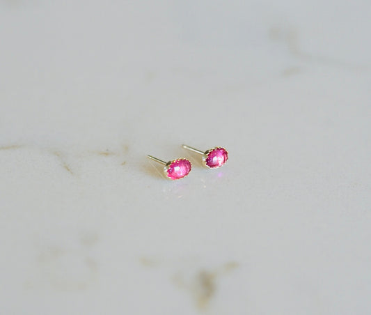 Pink Oval Tourmaline Studs