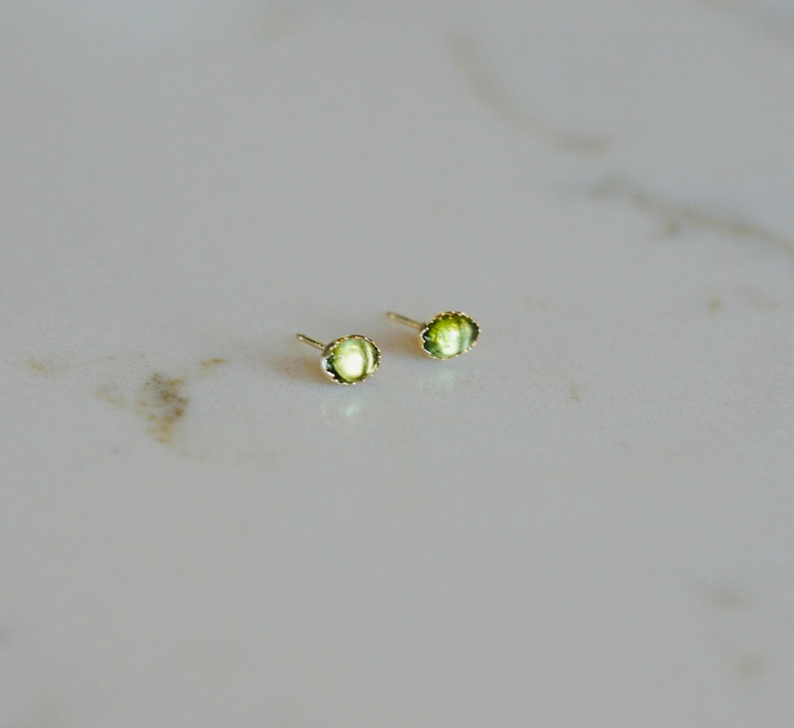 Green Oval Tourmaline Studs