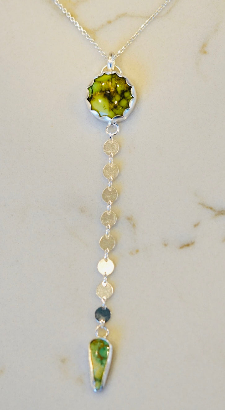 Silver Double Green Turquoise Necklace