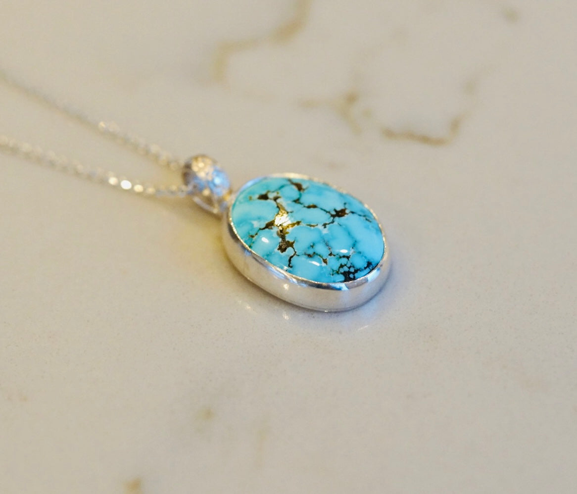 Silver Kingman Turquoise Necklace