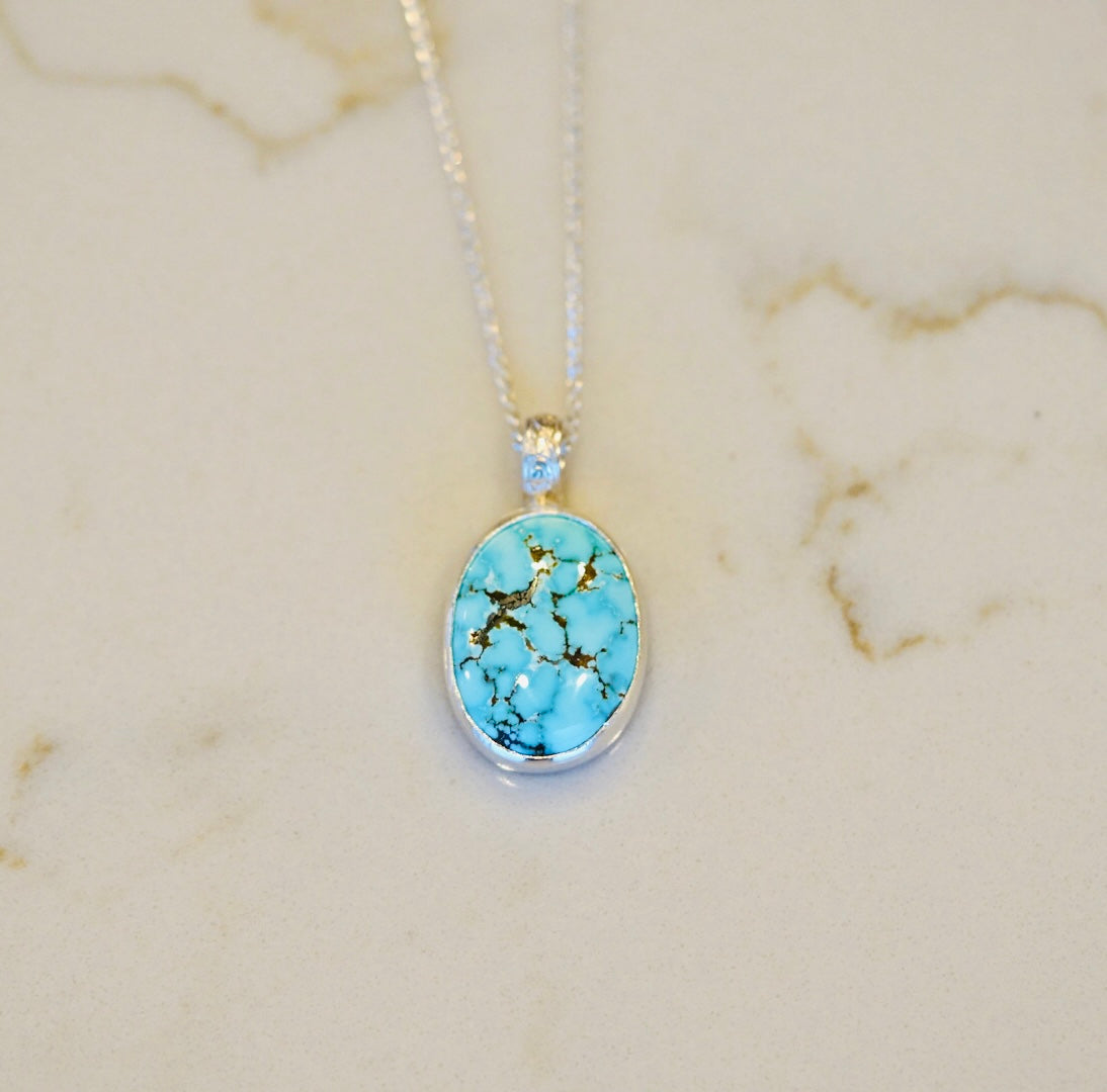 Silver Kingman Turquoise Necklace