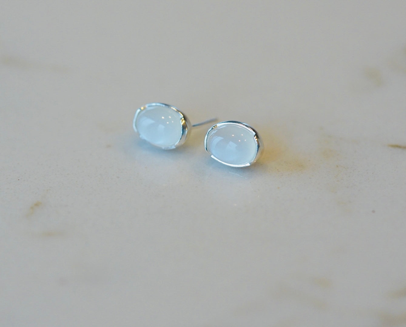 Silver Moonstone Studs